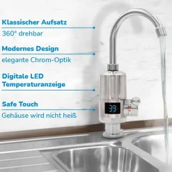 Aquadon Smarte Haushaltshelfer|Heizen-SmartHeater Fix-Head Wasserhahn mit integriertem Durchlauferhitzer