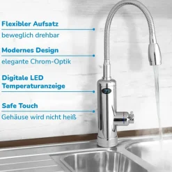 Aquadon Smarte Haushaltshelfer|Heizen-SmartHeater Flex-Head Wasserhahn mit integriertem Durchlauferhitzer