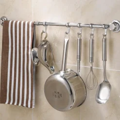 EVERLOC Smarte Haushaltshelfer|Küchenhelfer & Kochzubehör-Hakenleiste 50 cm mit 5 Haken
