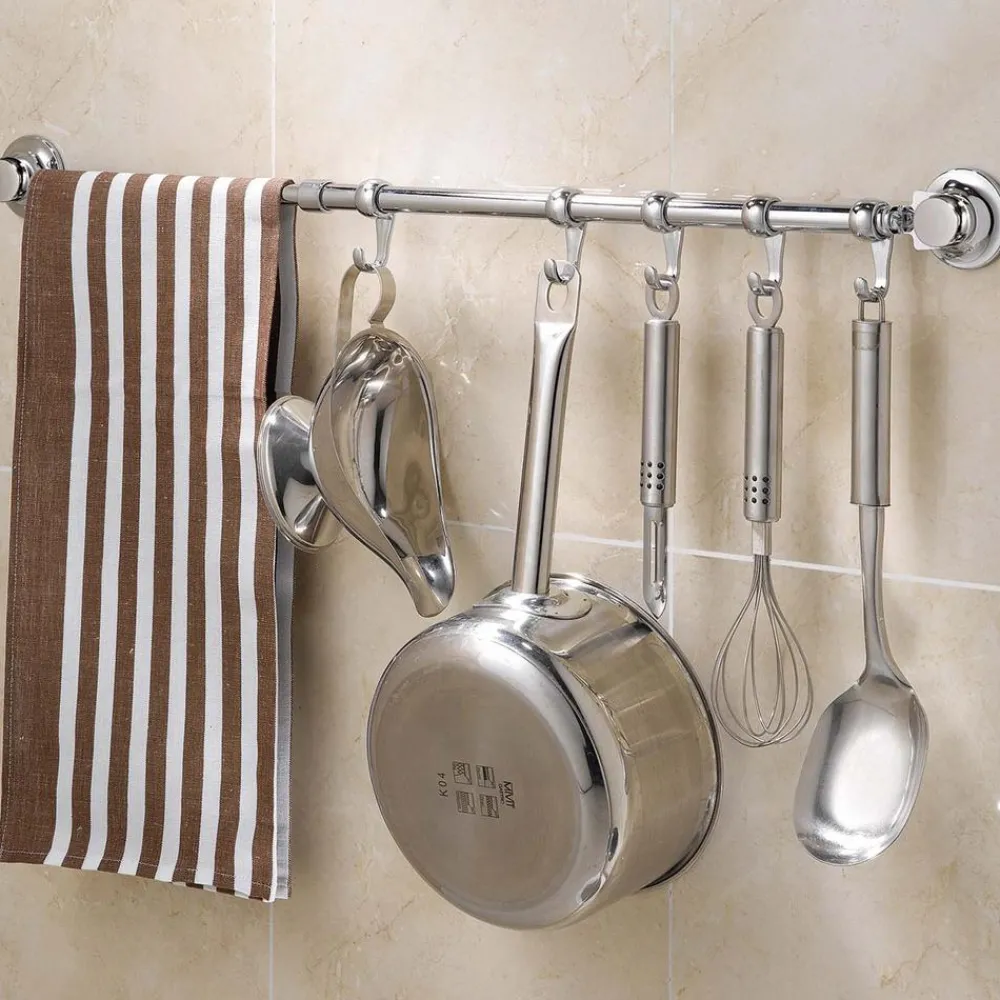 EVERLOC Smarte Haushaltshelfer|Küchenhelfer & Kochzubehör-Hakenleiste 50 cm mit 5 Haken