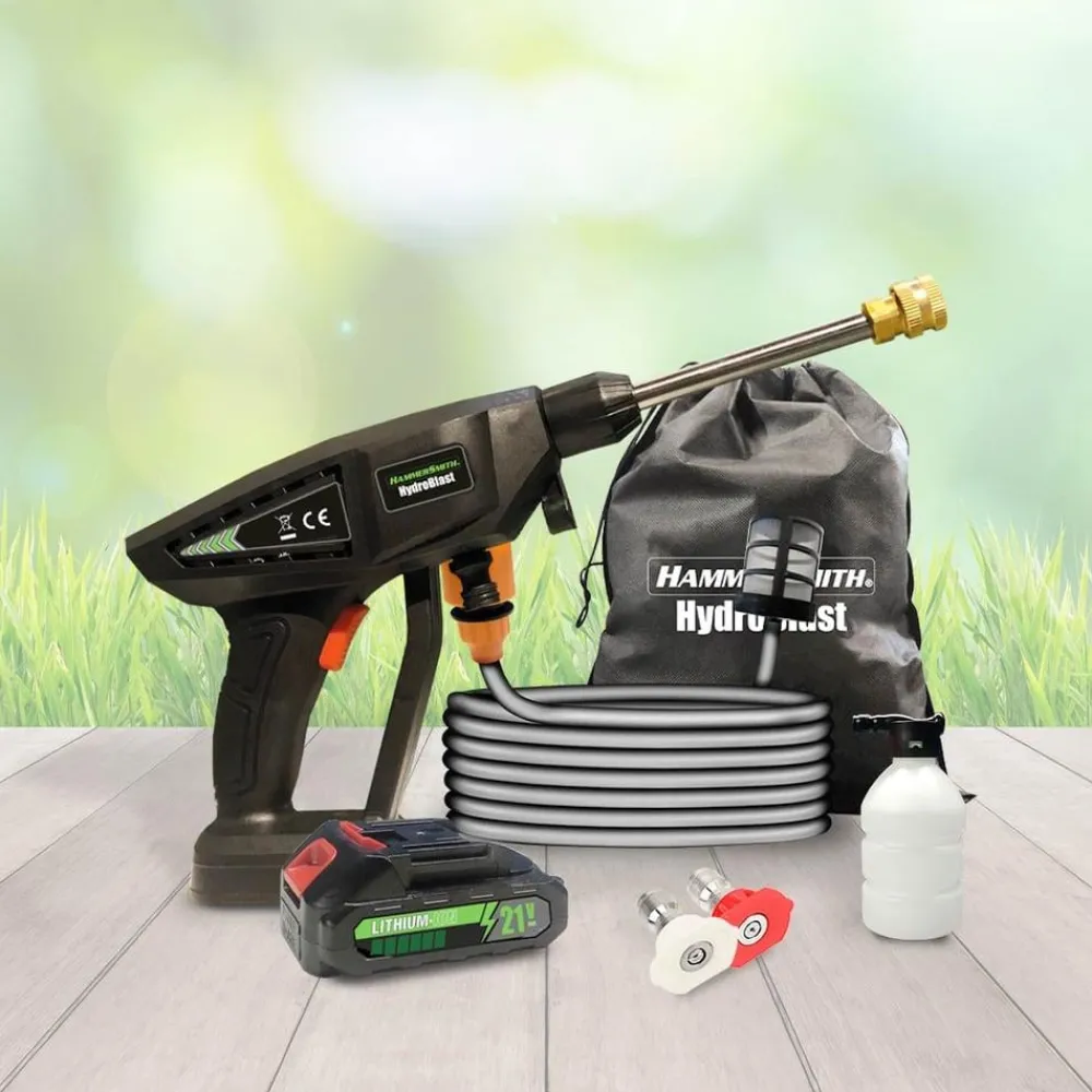 Hammersmith Auto|Garten-HydroBlast Akku Druckreiniger inkl. Zubehör GRATIS