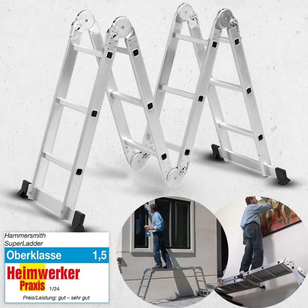 Hammersmith Smarte Haushaltshelfer|Heimwerken-SuperLadder Multifunktionsleiter inkl. Zubehör GRATIS
