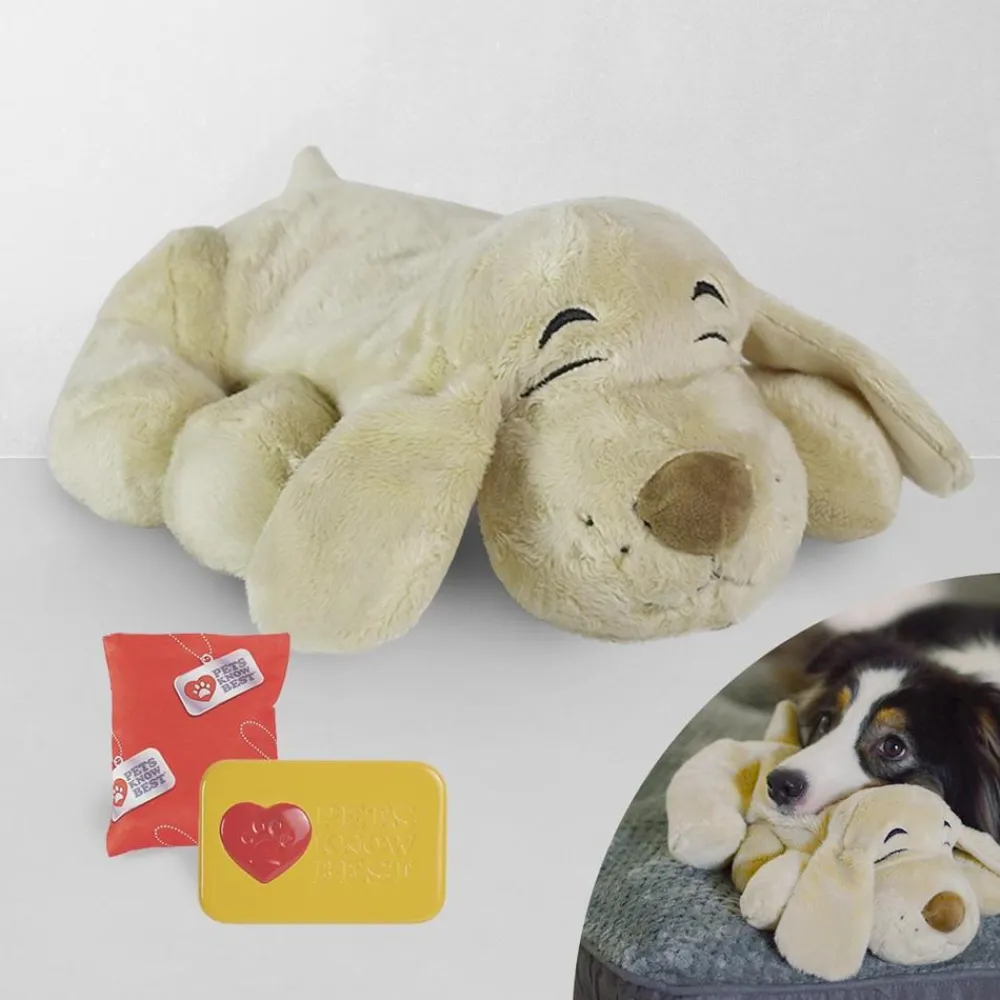 Keine Tierwelt-Huggie Pup das beruhigende Hunde-Kuscheltier mit Herzschlag & Wärmekissen
