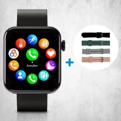 Kendox Gesundheit & Wohlbefinden|Trainingshilfen-LifeTracker 2in1 Smartwatch & Fitnessuhr inkl. Ersatzarmbänder 4er-Set