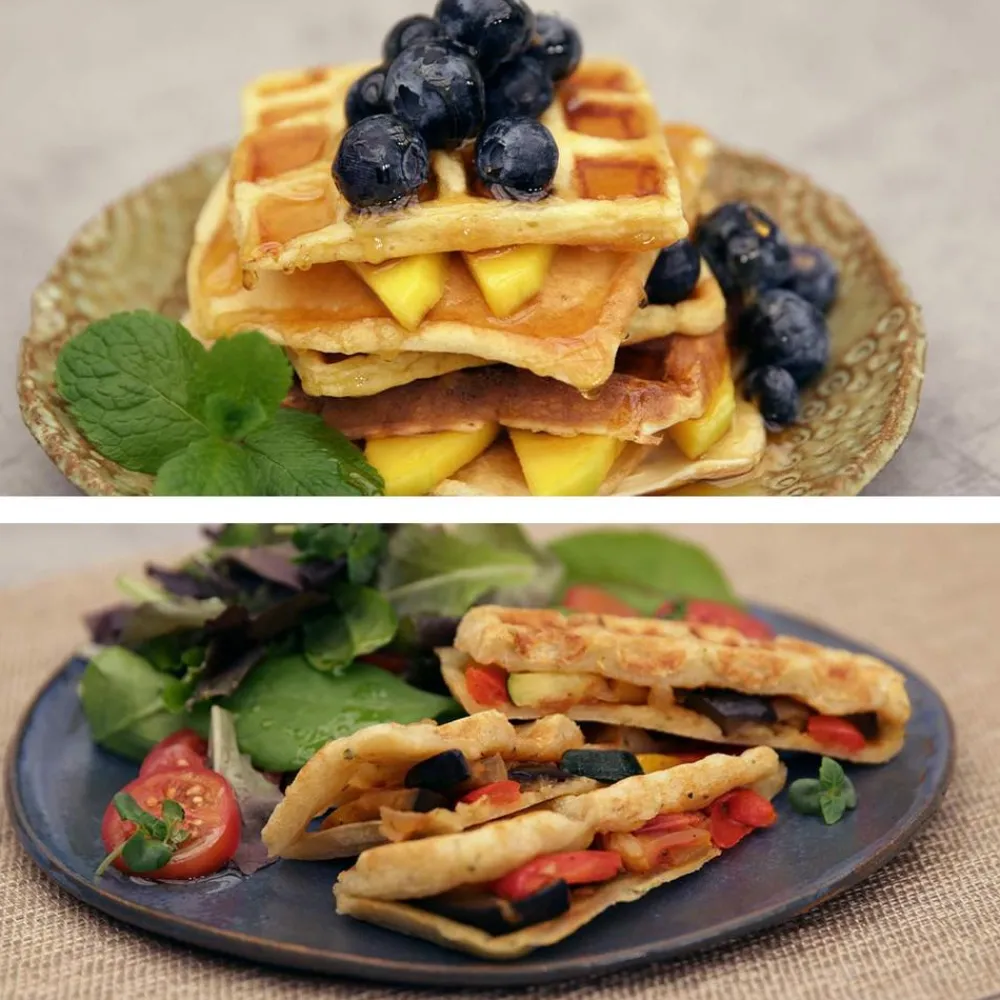 Livington Küchengeräte-Waffiller Waffeleisen inkl. Dosierlöffel & Rezeptheft GRATIS