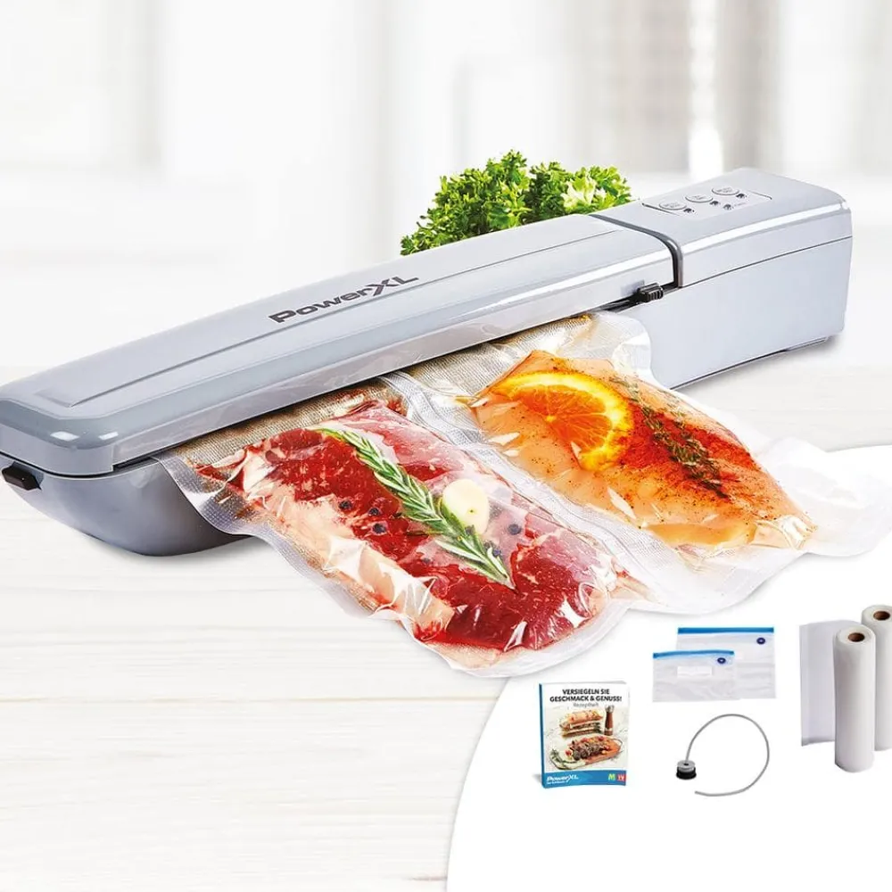 PowerXL Küchenhelfer & Kochzubehör|Küchengeräte-Duo NutriSealer 6in1 Vakuumiergerät inkl. Folien & Beutel (B-Ware)