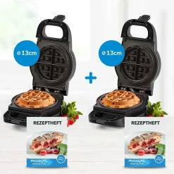 PowerXL Küchengeräte-Waffle Star Waffeleisen 13cm 2er Spar-Set inkl. Rezeptheft GRATIS