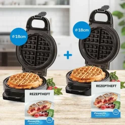 PowerXL Küchengeräte-Waffle Star Waffeleisen 18cm 2er Spar-Set inkl. Rezeptheft GRATIS