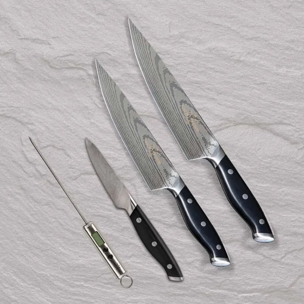 Keine Messer & Messerschärfer-Trusted Butcher Messerset 3-tlg. inkl. Thermometer & Rezeptheft